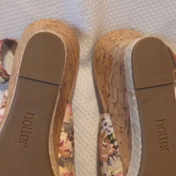 Hotter comfort floral slingback open toe cork wedge espidrille sandals size 8 - Picture 9 of 9